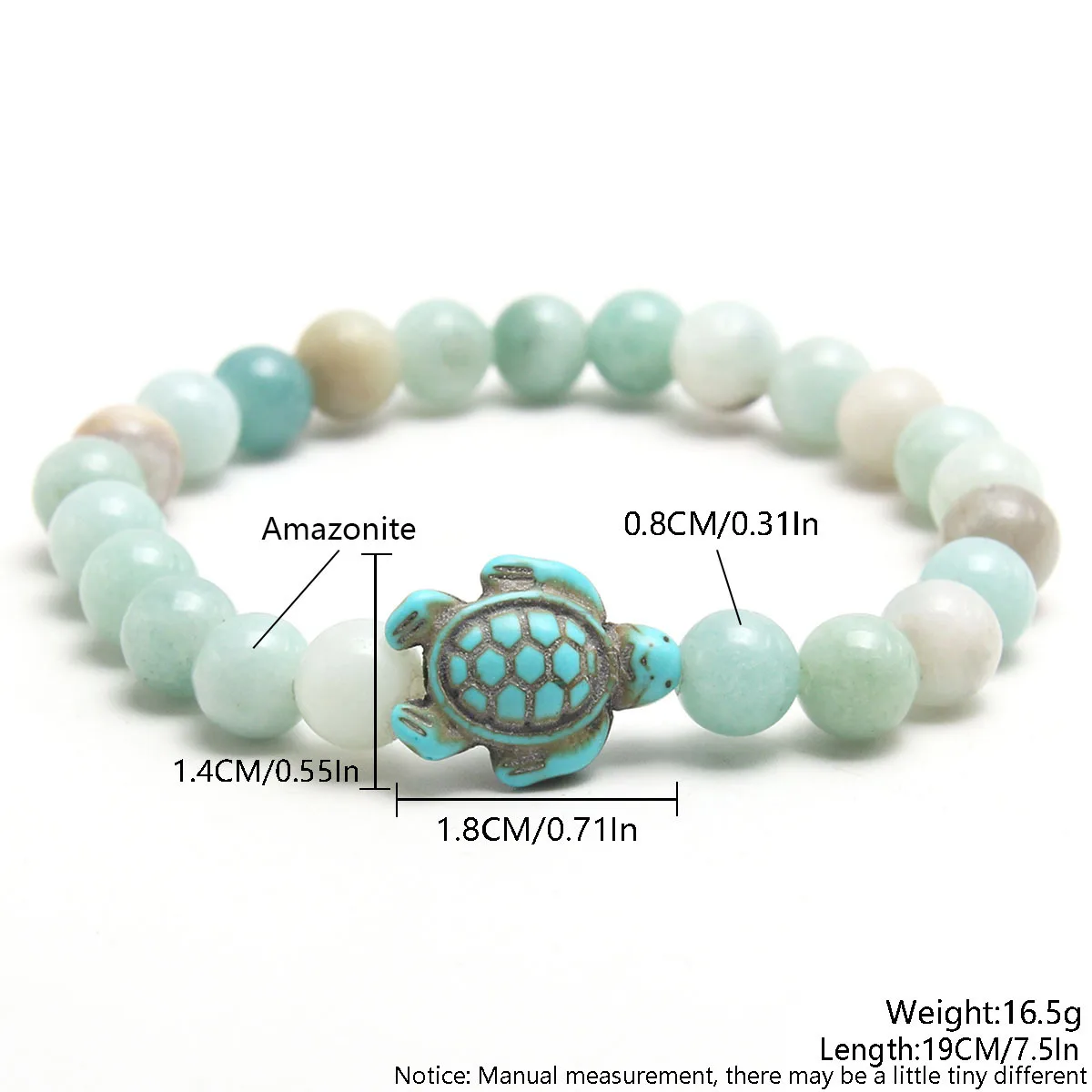 8mm Ocean Animals Summer Style Sea Turtle Synthetic White Pine Volcanic Stone Blue Pine Turquoise Nature Stone Bead Bracelet