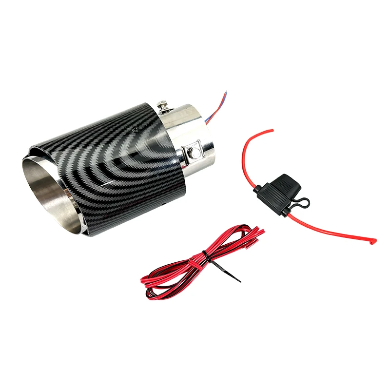 Automobile universal LED lamp carbon fiber pattern exhaust pipes car muffler tail pipe with  light