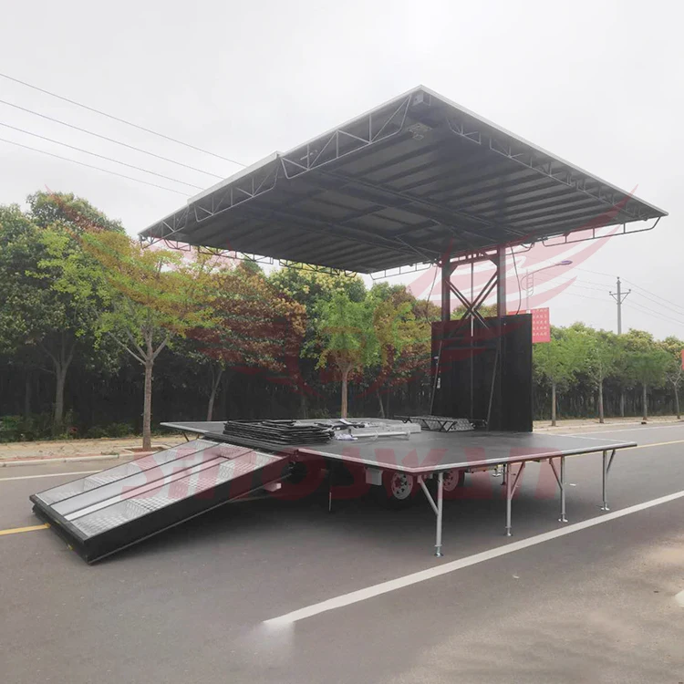 Mobile stage Trailer mobile stage trailer with roof lifting