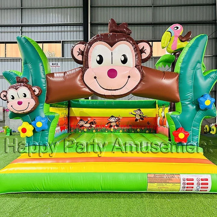 Commercial grade PVC monkey palm tree jungle bounce house inflatable bouncer for kids