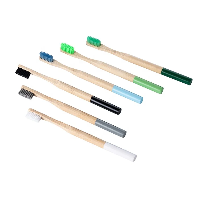 Good quality design engrave and UV printing logo Bamboo toothbrush with color painting Bamboo toothbrush