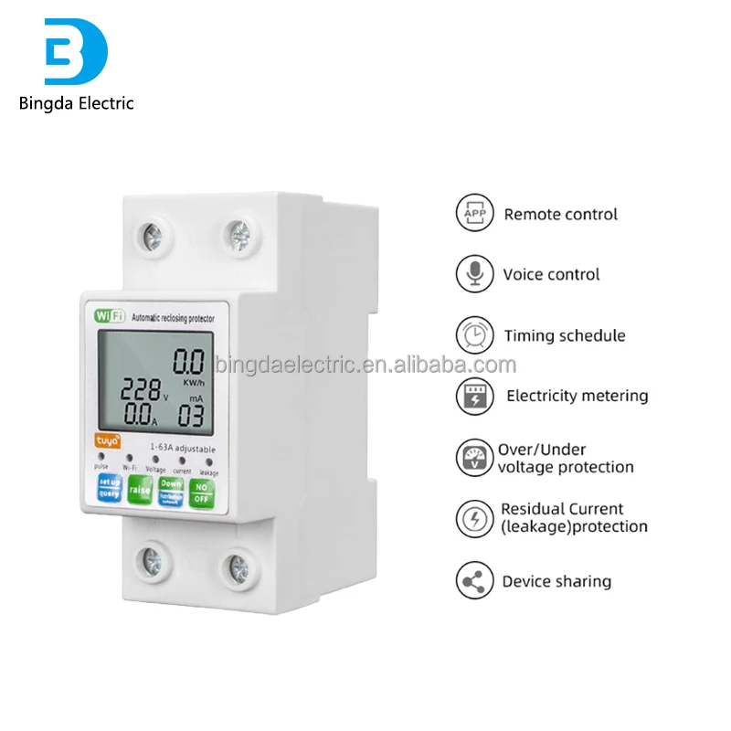 SmartLife WIFI MCB умный электрический счетчик Kwh 63A 110V/220V выключатель мини-защита напряжения Wi-Fi