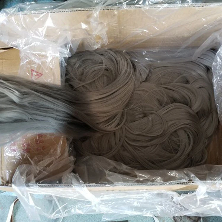 SHI SHENG Wig Raw Material Wholesale Vendor 1kg 60cm Linen Blonde Flaxen Straight Raw Unprocessed Synthetic Hair Bundles