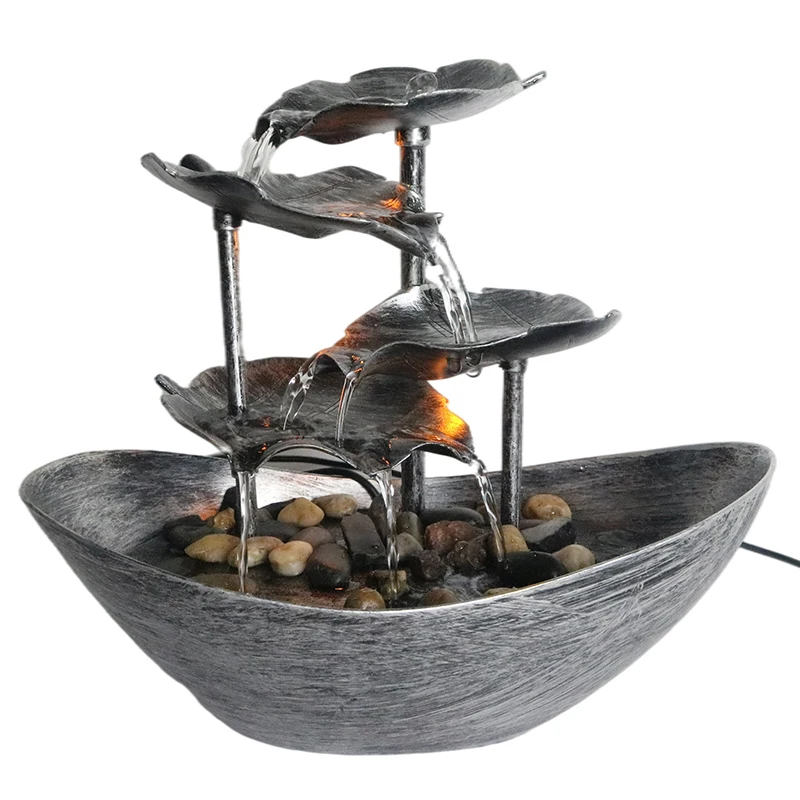High-Quality Lotus Leaf Fountain Copper-Colored Waterfall for Modern Home Decoration