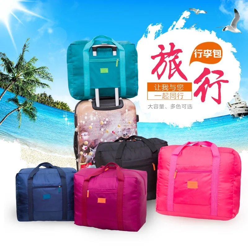 SW Custom Waterproof Polyester Cheap Luggage Folding Travel  Bag With Zipper Large Capacity Women Gym Bag