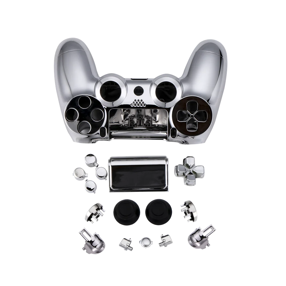 Manufacturer Game Repaired Part For Play Station 4 Chrome Front Back Shells With Full Set Button Kits For PS4 Controller JDM 040