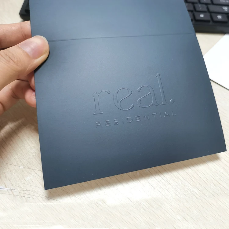 Custom Blue Color 3D Embossed Thank You Card Wedding Invitation Cards Letter Raised LOGO Care Instruction Card