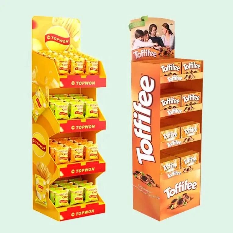 Customized Wholesale Supermarket Cardboard Display Stand for Snack and Beverage