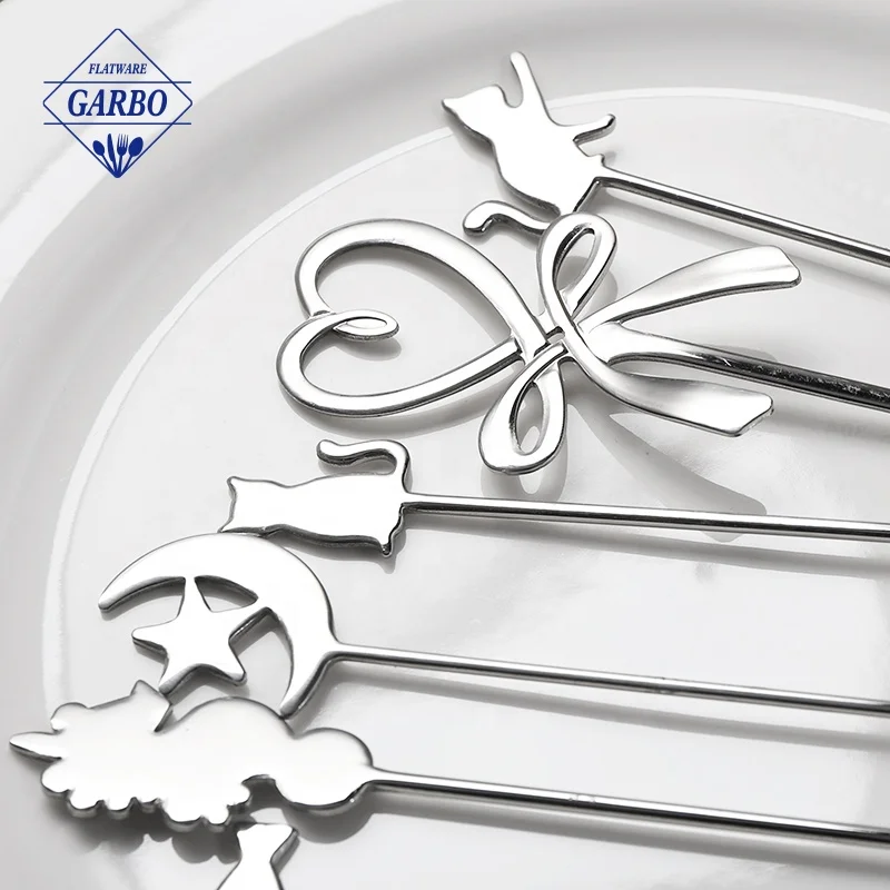 Cartoon silverware set matte vintage custom cutlery 18/10 latte spoon cute tea spoon set for cafe restaurant home party table