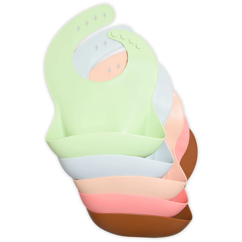 Benhaida Anti Bacteria Waterproof Rolling Up Feeding Pocket Easy to Clean Food Grade Silicone Baby Bib