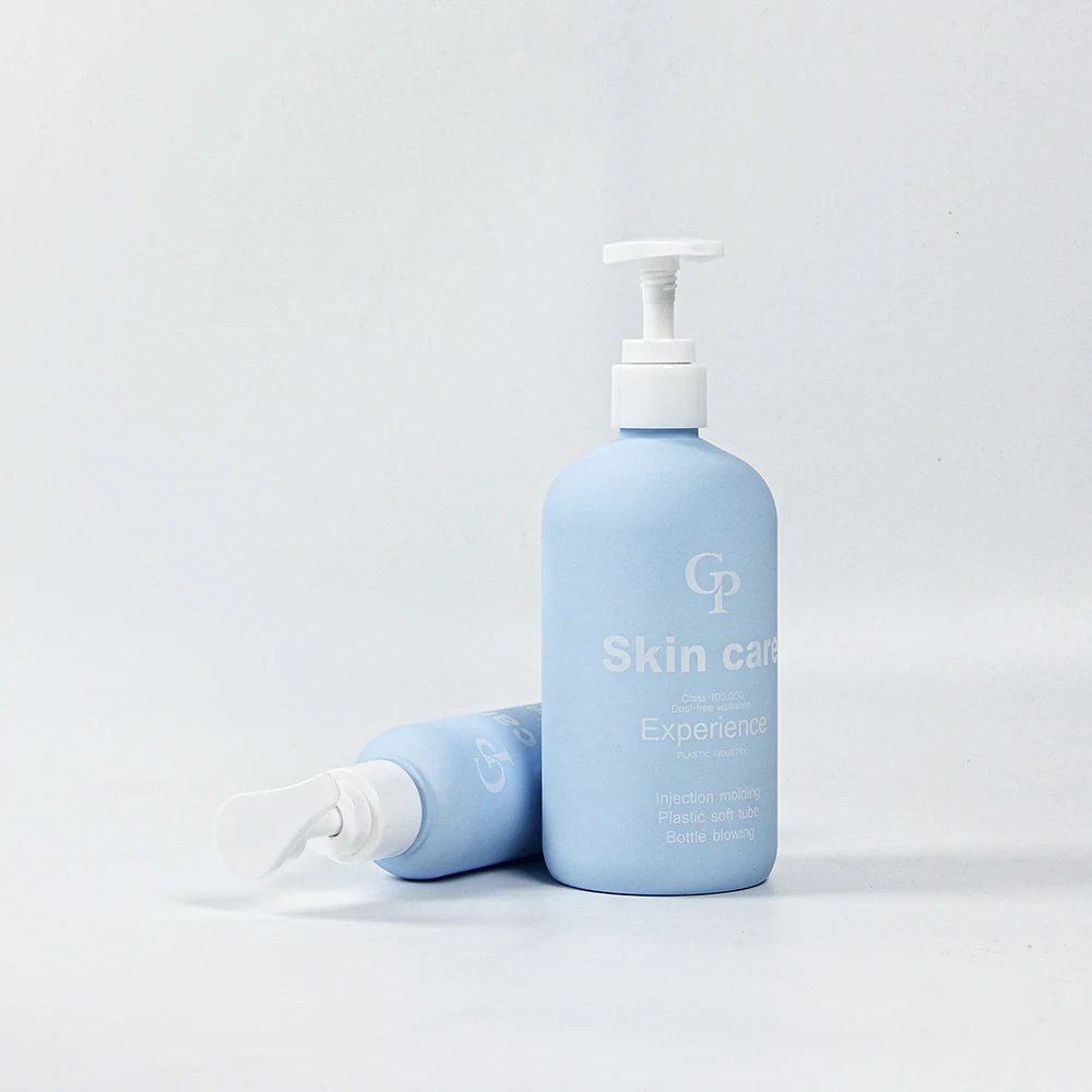 Soft Touch Baby Blue Plastic Shampoo bottle 350ml With Dispenser Empty Plastic PET Lotion Bottle 120ml