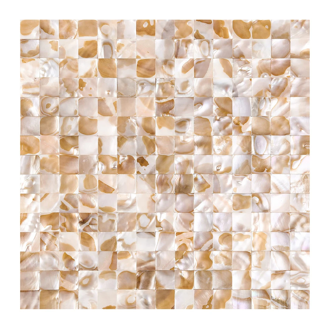 KASARO Glossy Tiles Shell Mosaic Bathroom Tile Mother Of Pearl Shell Mosaic Floor Tile For Bathroom Kitchen