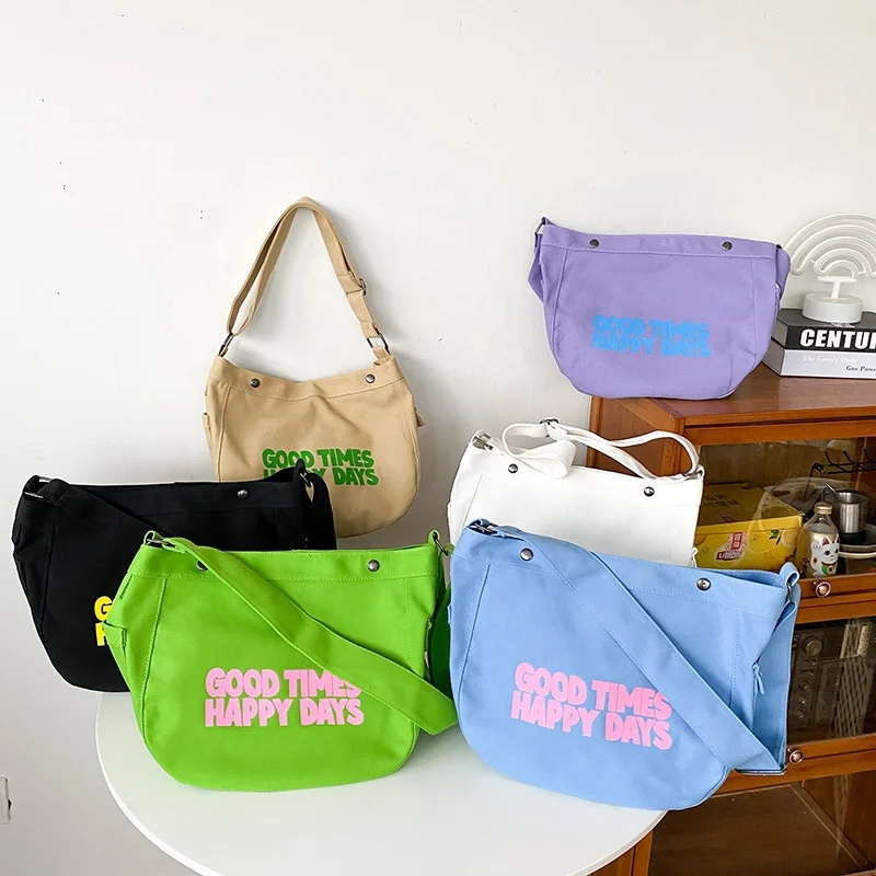 Top Seller Wholesale Large Capacity Causal Letter Solid 6 Colors Buckle Women Shoulder Messenger Bag with Side Pocket