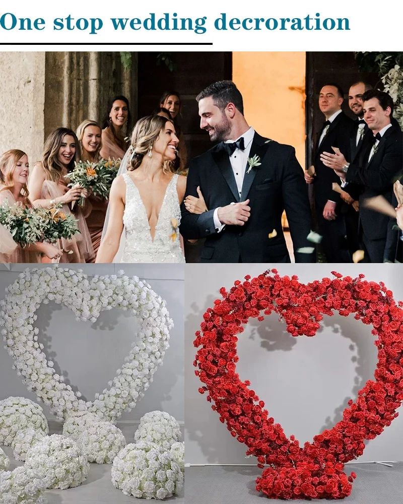 Wedding proposal decor mariage artificial Rose hydrangea heart shaped arch flowers for Decoration Wedding