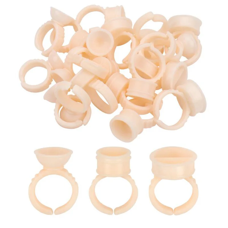 100 pcs Disposable silicone Eyelash Glue Ring Cup Eyelash Extension Holder glue container Tattoo Pigment women Makeup Tool kit