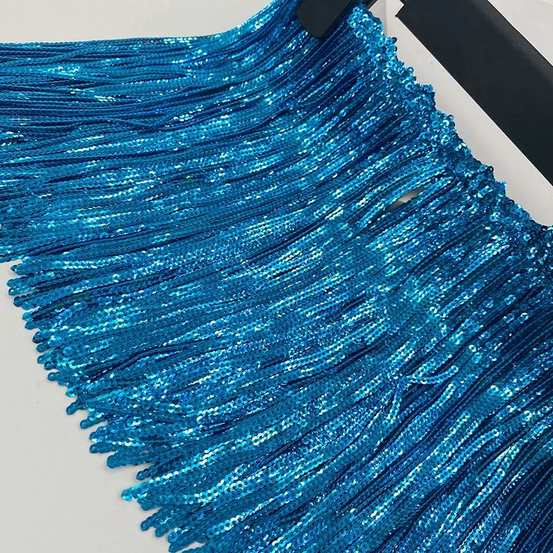 17cm Custom Sequin Tassel Decorative Fringe Trim Metallic Tinsel Sequin Fringe Tassels Beaded Fringe