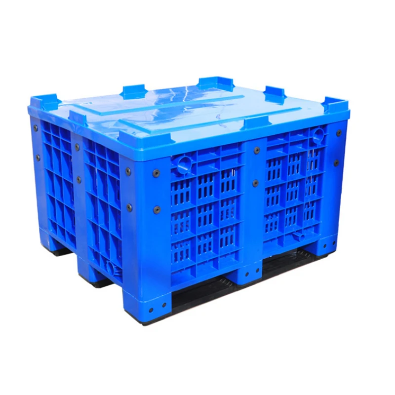 Big Bulk Container Large Plastic Pallet Box Container With Lid / Cover & Wheels Or Without