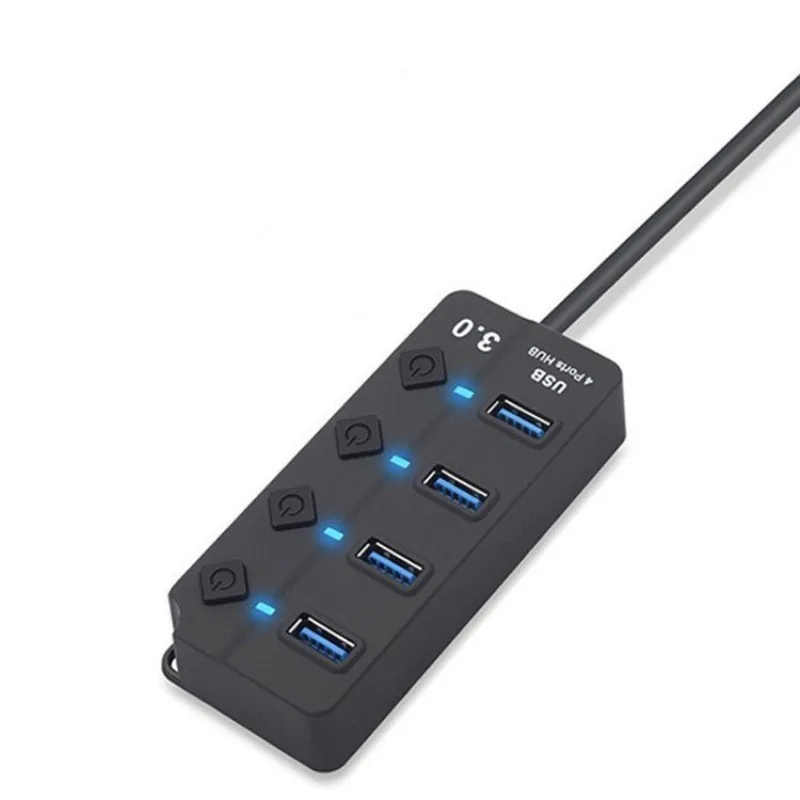 Super Speed 4-Port USB 2.0 Hub with LED Indicator Light and Individual Power Switch 4 1 4 Ports in Stock