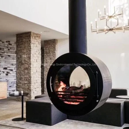 ceiling mounted stove indoor hotel heating wall mounted wood burning suspended fireplace with glass door