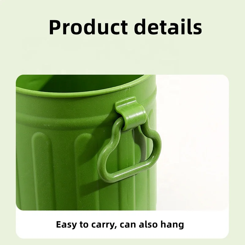 Retro Makeup Brush Container Desktop Trash Can Desk Office Stationery Shelf Holder Cute Student Pen Storage Boxes with handles