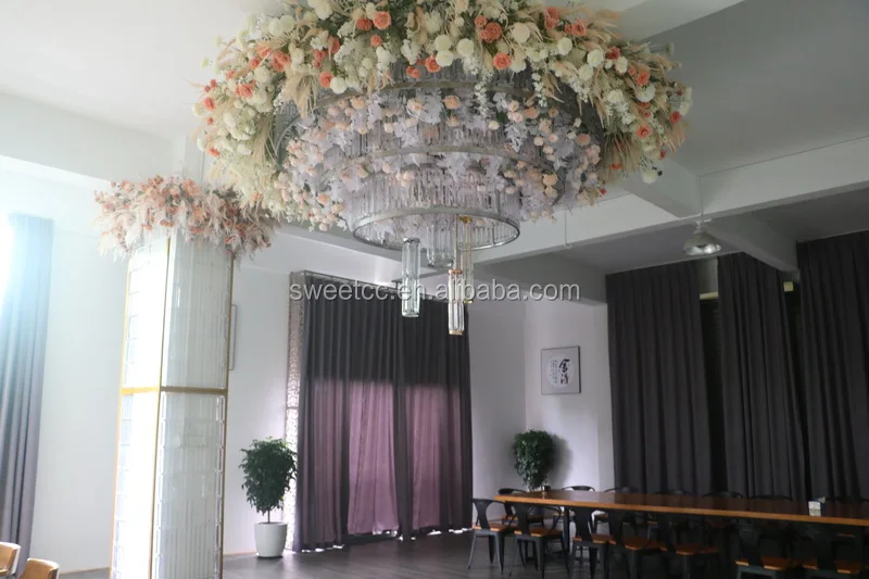 Golden color crystals to decorate large chandeliers lighting for wedding decoration