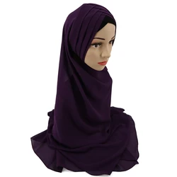 2022 Fashion Cross Front Chiffon Hijab Of Women Islamic Lady Modest Cross Chiffon Hijab plain chiffon scarves