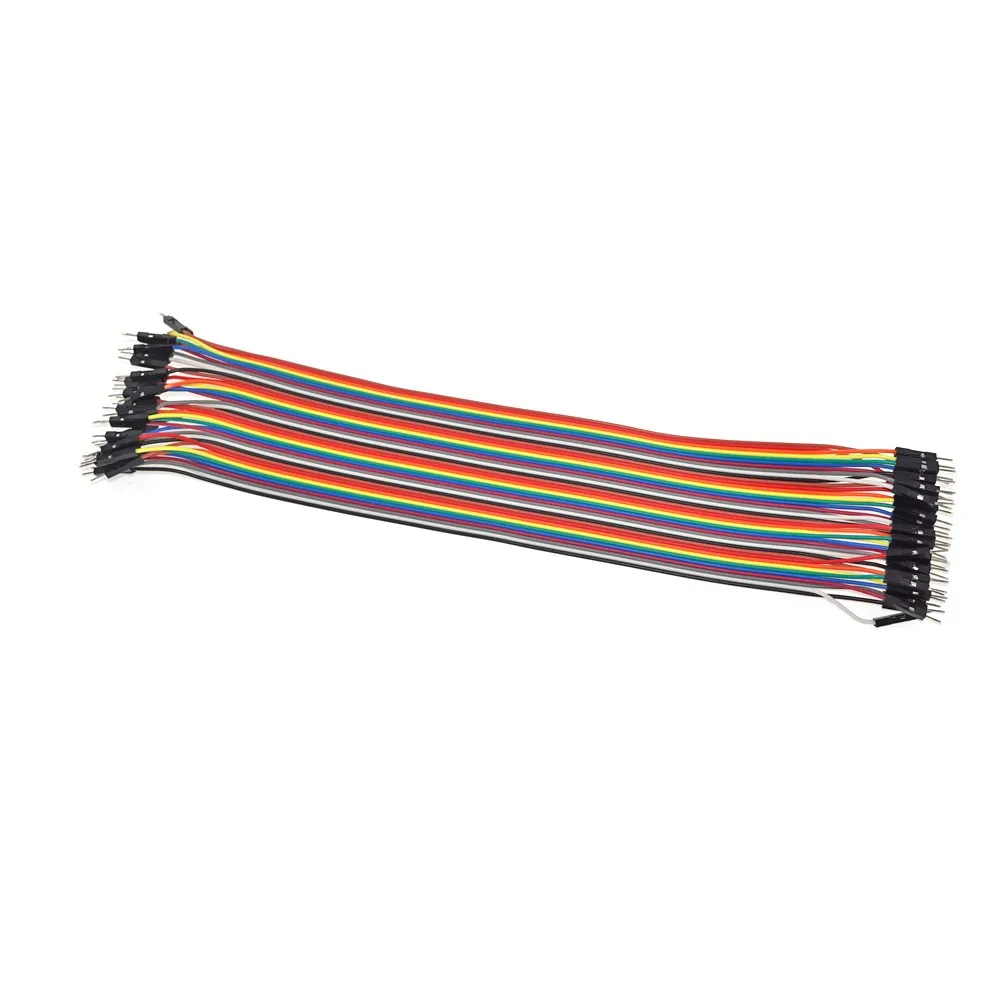 40Pin м/м кабель со штыревыми соединителями на обоих концах для подключения перемычек разноцветные Dupont провод 30 см 40 штифтов макет проводов
