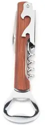 New design wood handle custom logo print metal wooden flask opener bottle opener