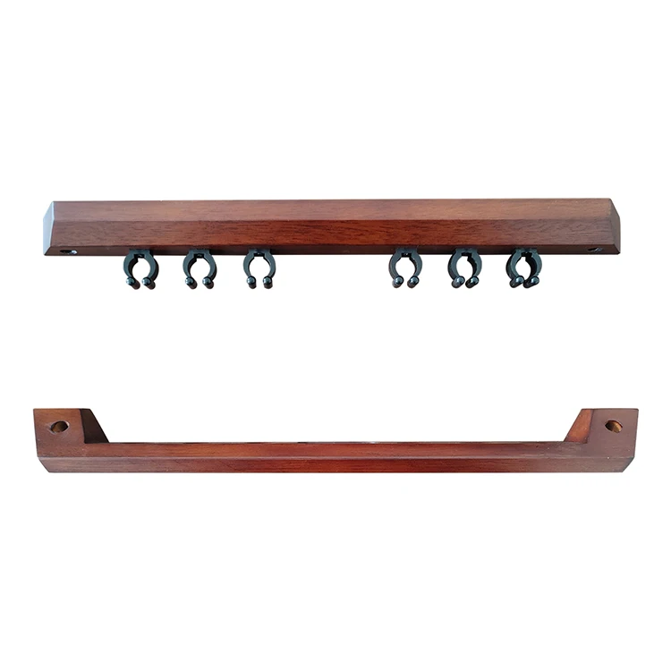 Wall Mount Billiards Cue Rack, Pool Stick Holder, Solid Wood Pool Cue Set Holder for 6 Cues Sticks for sale