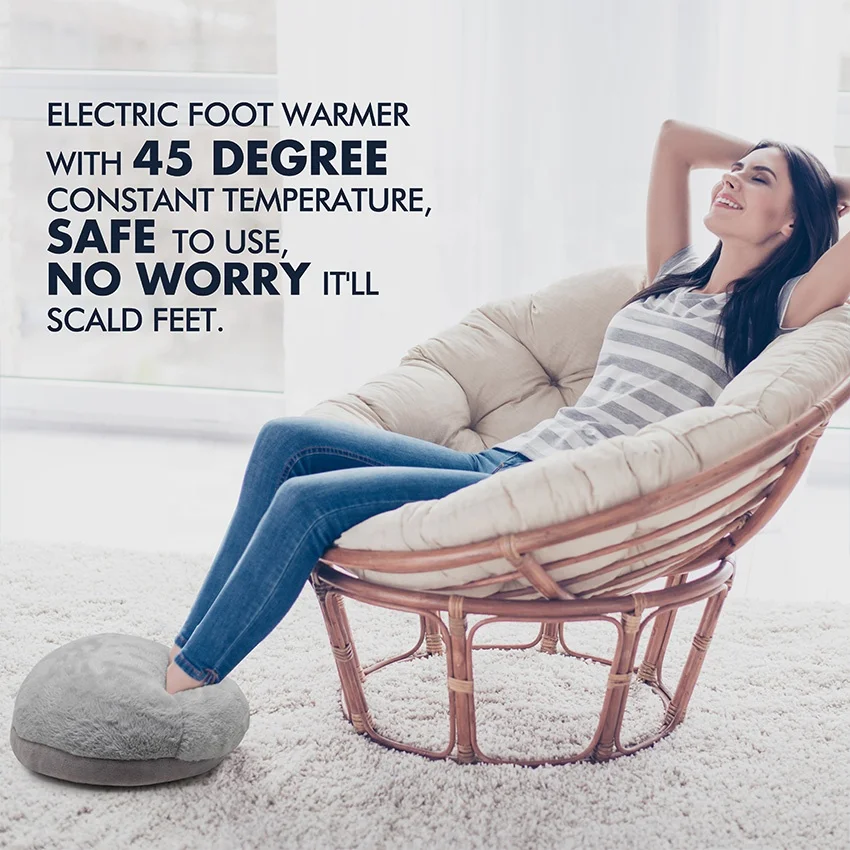 Kingworth usb Rabbit Fur Material Feet Soft And Warm Plush Fluffy Electric Heating Slipper