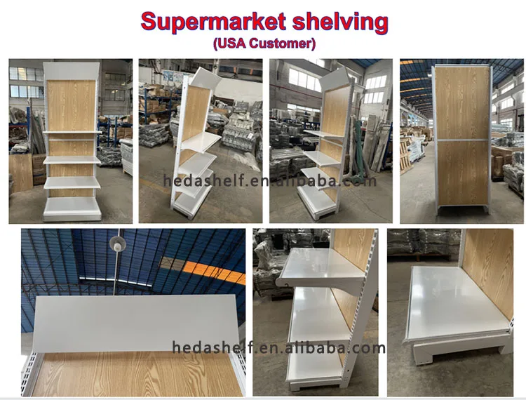 Hot Selling American Style Beauty Supply Store Products Wholesale Slatwall Gondola Wooden Retail Shelving