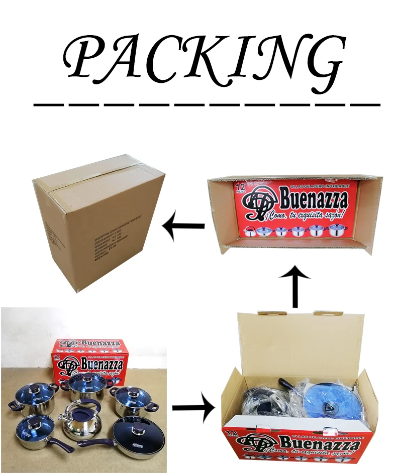 Inox Cooking Set of Surgical Steel Pots With Thermo Control Steel Lid