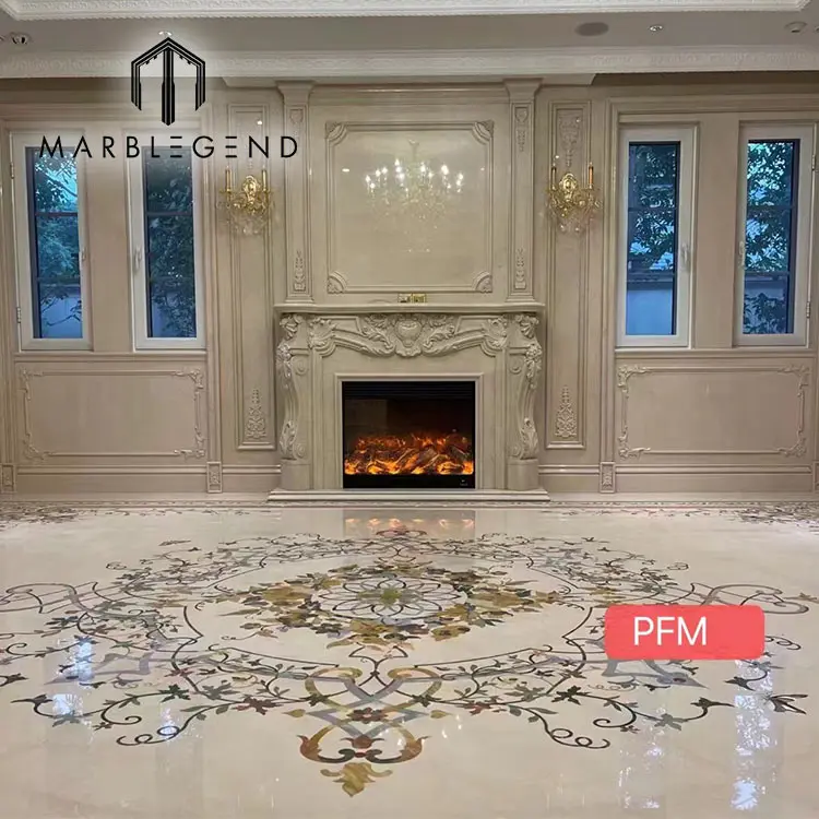 Custom Luxury Residential floor marble medallion tile lowes