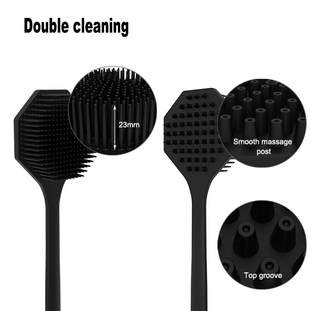 Octagon 17 Inch Multifunctional Body Brush Silicone Long Handle Back Brushes Massage Cleaning Remove Exfoliating Bathroom Tools