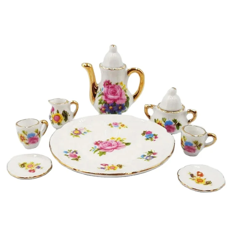 Mini Ceramic Tea Set 1:12 Doll House Accessories Diy Handmade Doll House Kitchen Restaurant Ceramic Ornaments Ob11 Life Scene