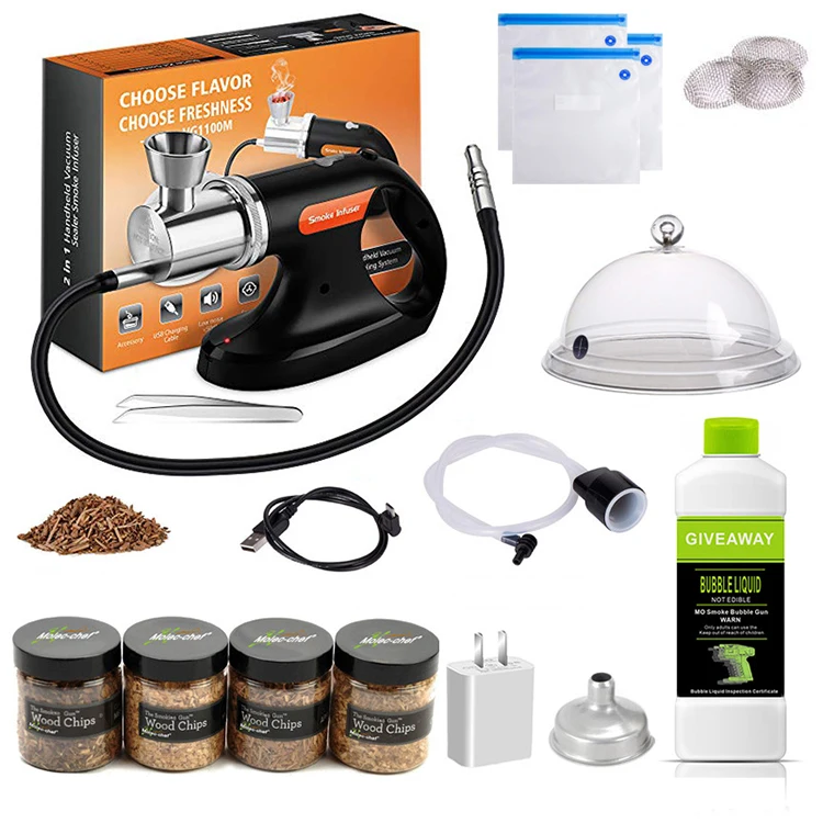 Wholesale Jar Candles Food Flavor Blaster Wood Cocktail Smoke Smoker Infuser Bubble Gun Kit with Wood Chips