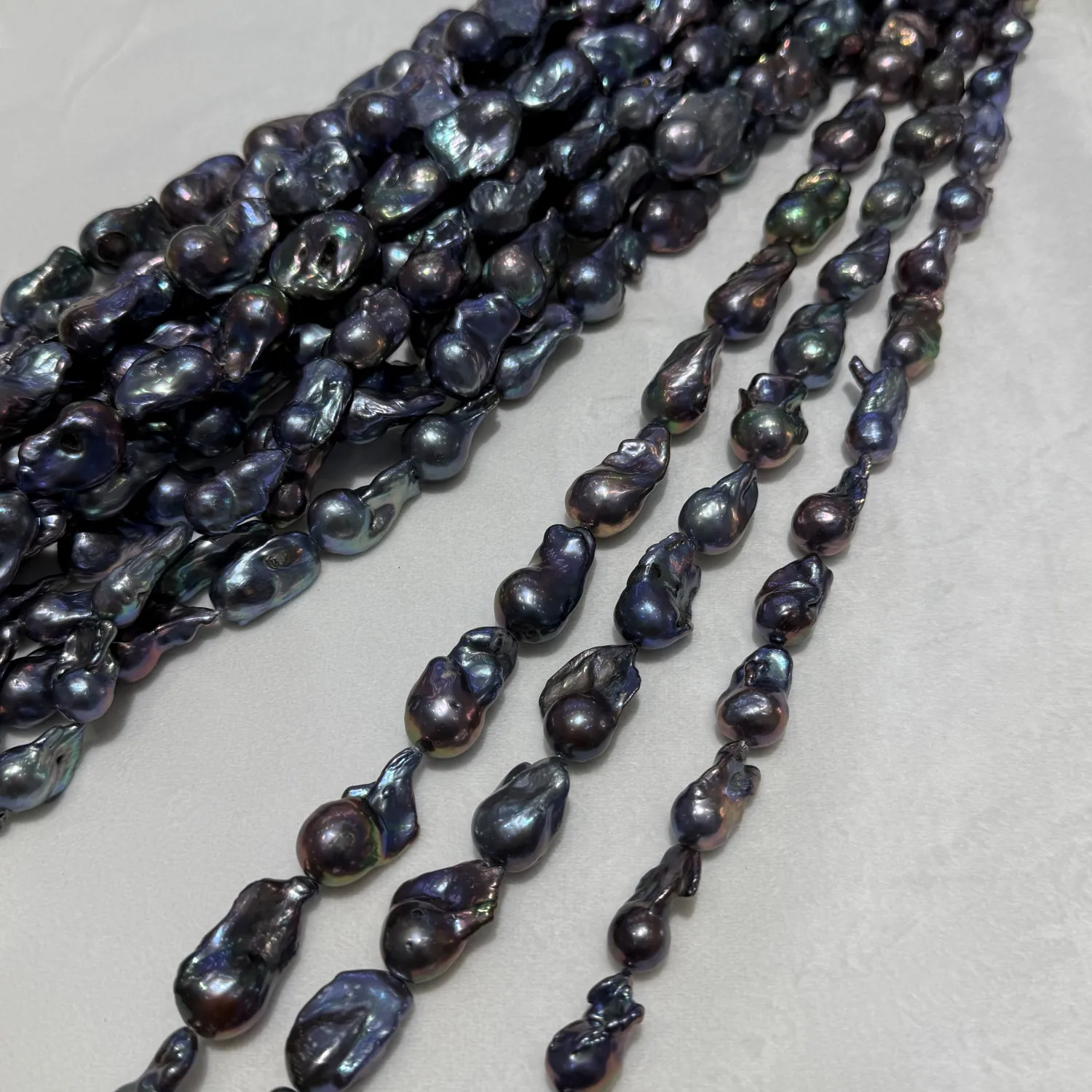 13-16mm Large Size Irregular Nucleated Peacock color  baroque necklace freshwater Wholesale Pearls beads string Strands