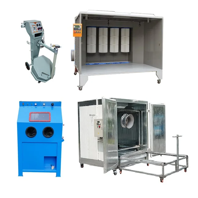 Manual Batch Production Powder Coating Paint System with Sandblasting Pretreatment