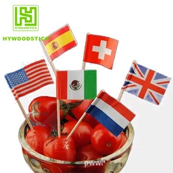 hot selling paper waxing wooden Israel Toothpick Flags with High quality for noodle