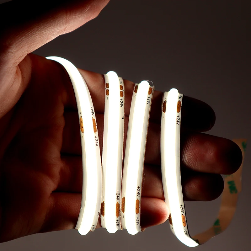 New arrival soldering free high density 320/480 LED/m COB LED strip light 8mm PCB CRI90 cuttable dotless COB LED strip