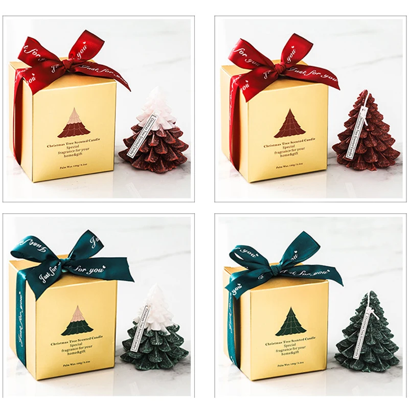 Handmade Christmas Tree Shaped Scented Candle Custom Home Decor Fragrance Candles
