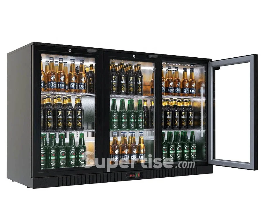 restaurant equipment kitchen Supertise Beverage Refrigerator foshan portable beer back bar cooler counter glass 3 door bar fridge