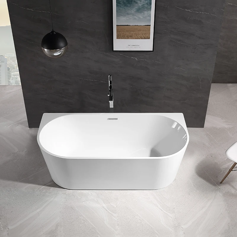 Acrylic seamless Free-Standing Bathtub for Back-to-Wall Installation