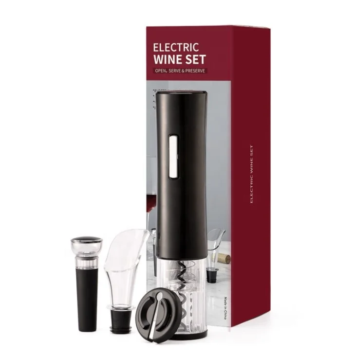 Competitive offer customized color electric wine opener set Luxury Rechargeable  Wine Accessories Bottle Opener  gift  set