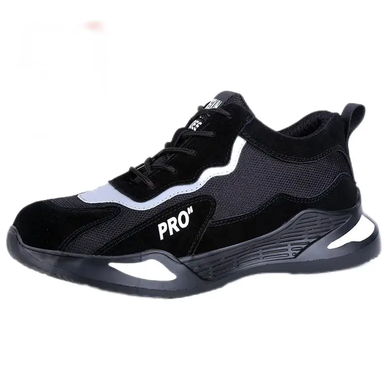 Flying woven labor protection shoes Lightweight anti-skid and wear-resistant safety protective shoes in summer Breathable, anti-