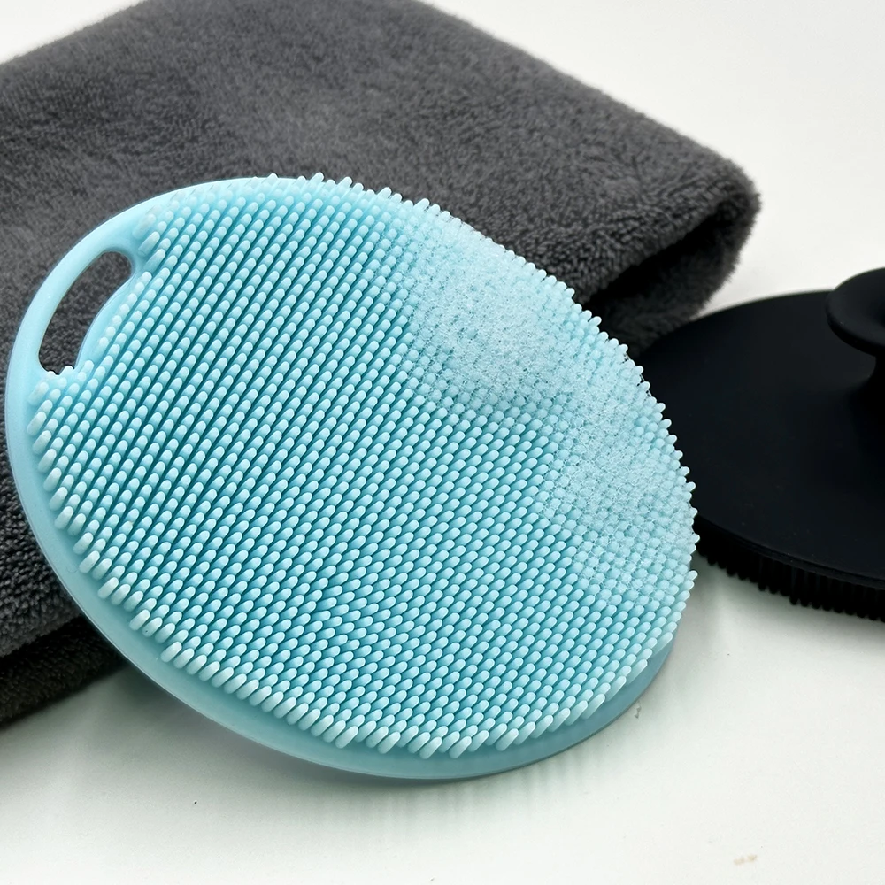 MHC black ellipse back scrubber for shower soft suction cup shampoo brush 100% silicone Bath Brushes For Face