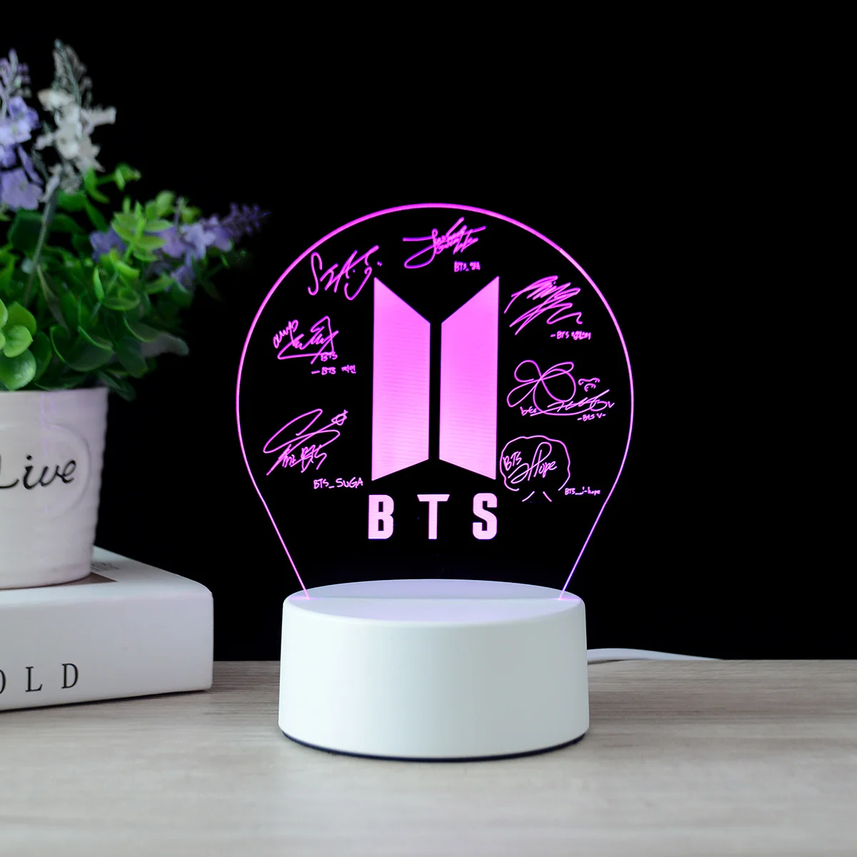 Оптовая продажа, Kpop, цветные светодиодные лампы, Got7, дважды, EXO, Seventeen, черный, розовый, Bangtan Boys, ночник, настольная лампа