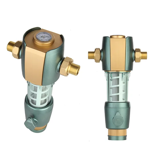 Auto Backwash stainless steel mesh Simple Brass water prefilter with manometer