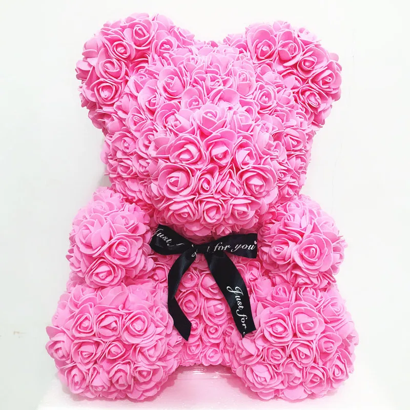 Hot Wholesale valentines day gifts artificial flowers single bear made out of roses with pvc gift box