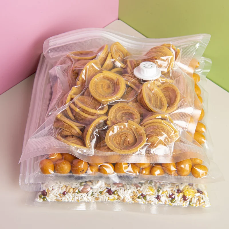 Wholesale Vacuum Zipper Bag with Air Valve For Food  Transparent Seal Vacuum Storage Bag